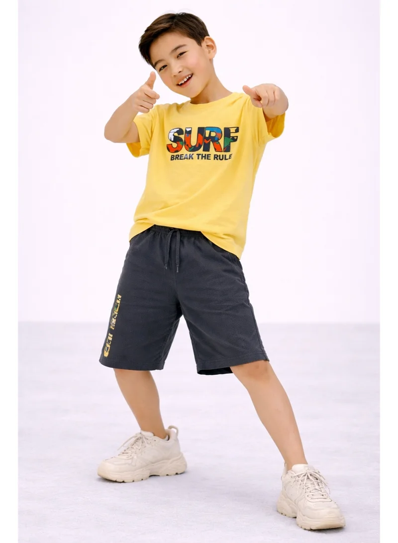 Victor And Jane  Boys’ 2-Piece Set – “SURF” Graphic T-Shirt & Bermuda Shorts for Men | Best Price UAE